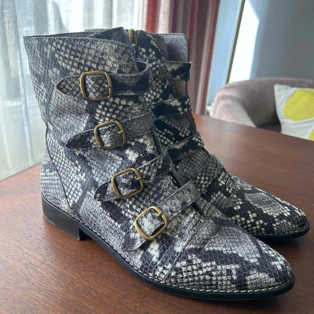 J. Crew Snakeskin Buckled Boots - Picture 2 of 7